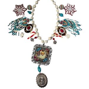 Gypsy South Turquoise Santa Charm Necklace NEW